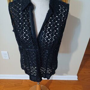 Cache' sexy black lace sleeveless camisole top L